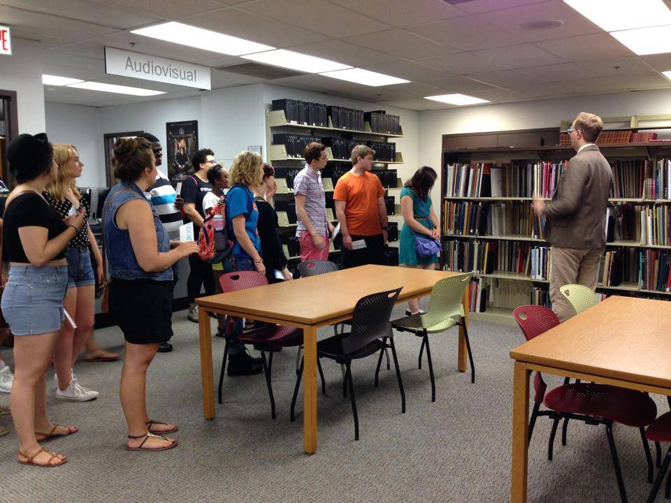 Library tour for new students.