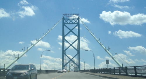 My view entering the Ambassador Bridge to Canada!