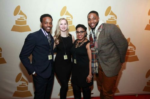 Recording Academy Chicago Chapter Grammy Watch Party 2016. Pictured with MAM '17 cohort (L-R, Brandon Saunders, Claire Grice, Brittani Alston (self), and Tone Ross)